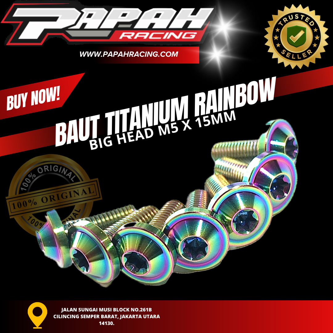 BAUT TITANIUM RAINBOW BIG HEAD M5X15MM
